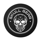 Skull Gear Vinyl Stickers featuring a bold skull design on a round black background.